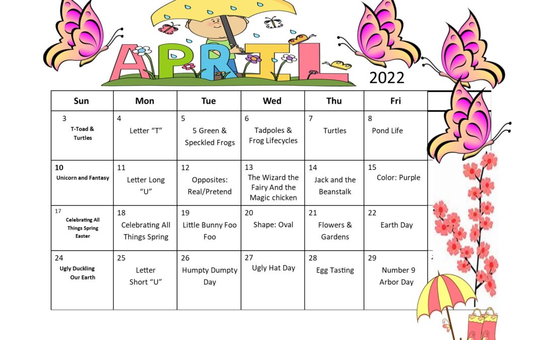 April Preschool Calendar