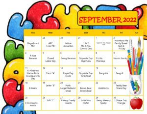 september preschool calendar