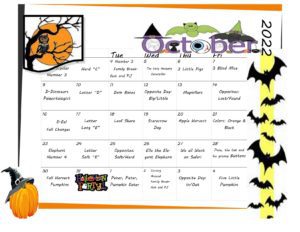 october preschool calendar