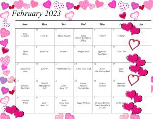 february preschool calendar