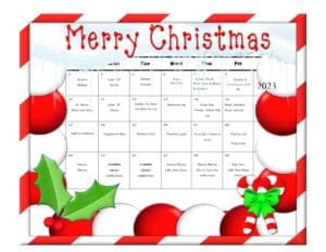 december preschool calendar