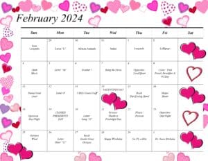 february preschool calendar and newsletter